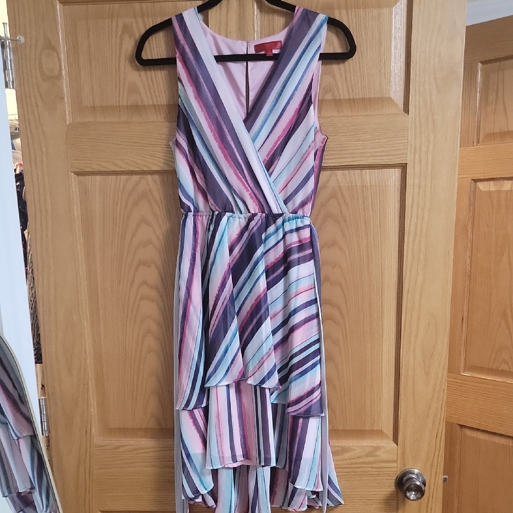 Jennifer Lopez Striped Multicolor Sleeveless Dress
